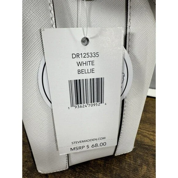 STEVE MADDEN Bellie Bucket White Shoulder Bag/Purse Detachable Strap Scarf - Picture 14 of 16